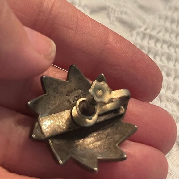 Abalone and Alpaca silver screwback vintage earrings - Picture 5 of 12